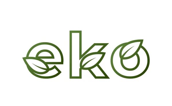 Eco Line Ikon Környezetbarát Környezetvédelmi Szimbólum Ökológia Kisbetű Levéllel Elszigetelt — Stock Vector