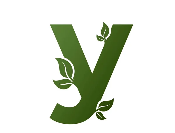 Зеленая Строчная Буква Иконкой Листьев Креативный Эко Логотип Элемент Векторного — стоковый вектор