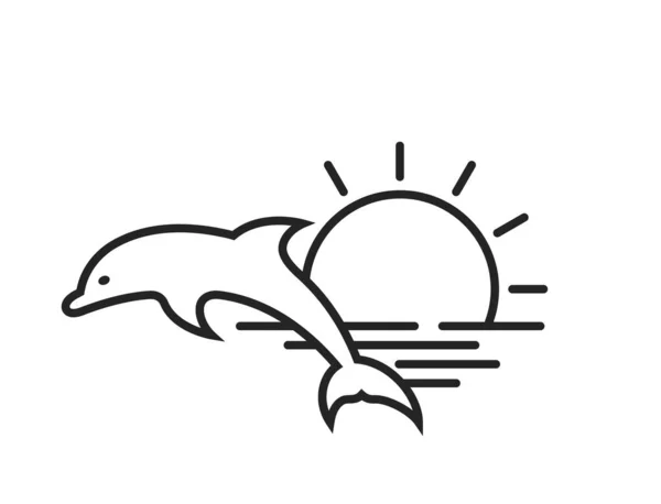Ikona Delfinów Morza Słońca Symbol Wakacji Letnich Odizolowany Obraz Wektorowy — Wektor stockowy