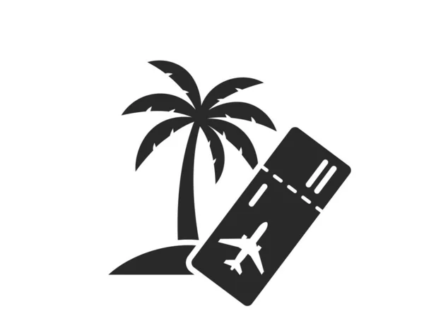 Exotic Travel Icon Palm Tree Flight Ticket Vacation Tropic Tourism — Stock Vector