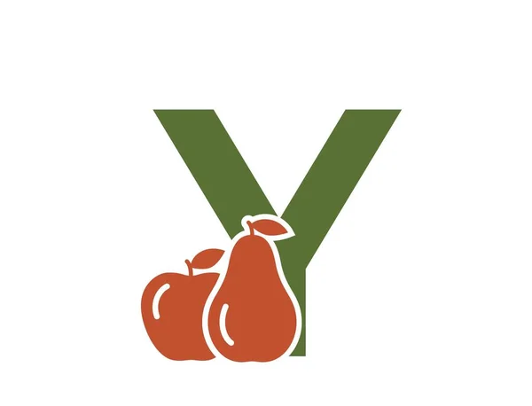 Letter Apple Pear Creative Fruit Alphabet Logotype Gardening Harvest Design — Stock Vector