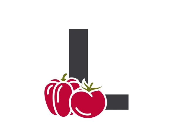 Buchstabe Mit Tomate Und Paprika Kreative Schriftzeichen Für Pflanzliche Und — Stockvektor