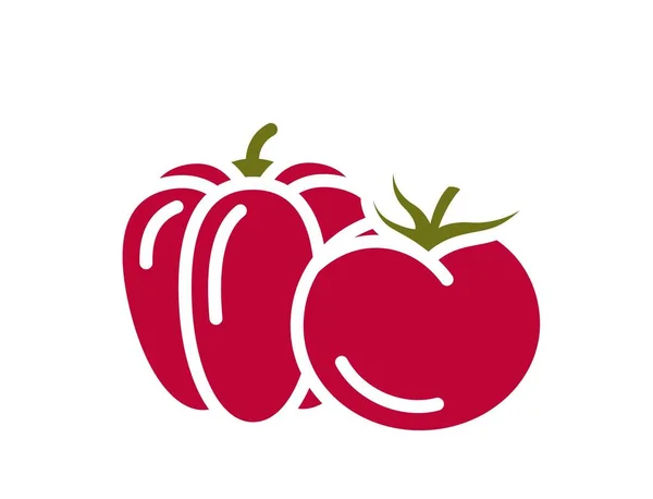 Tomaten Und Paprika Ikone Ernte Biologisches Gemüse Und Landwirtschaftliche Symbole — Stockvektor