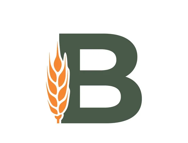 Litera Uchem Pszenicy Twórcze Logo Alfabetu Zbiorów Rolnictwo Uprawy Zbóż — Wektor stockowy