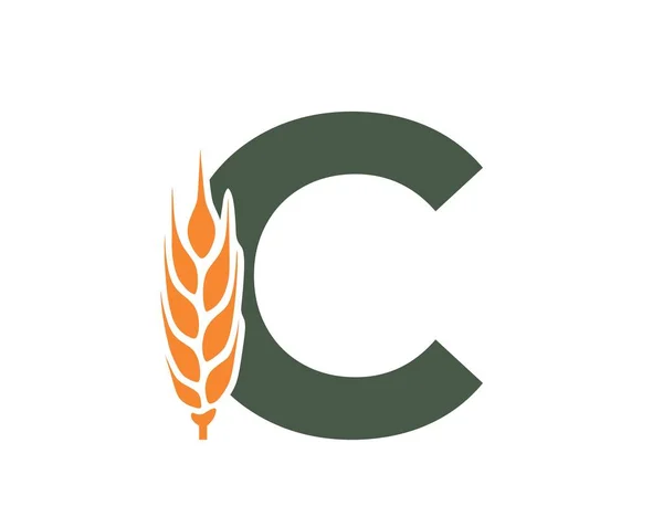 Litera Uchem Pszenicy Symbol Alfabetu Zbiorów Rolnictwo Uprawy Zbóż Wzornictwo — Wektor stockowy