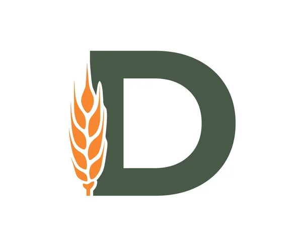 Litera Uchem Pszenicy Logotyp Alfabetu Zbiorów Rolnictwo Uprawy Zbóż Wzornictwo — Wektor stockowy