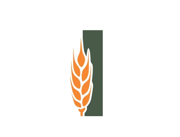 Letter Met Tarweoor Oogst Biologisch Alfabet Logotype Landbouw Graangewassen Graanteeltontwerp — Stockvector