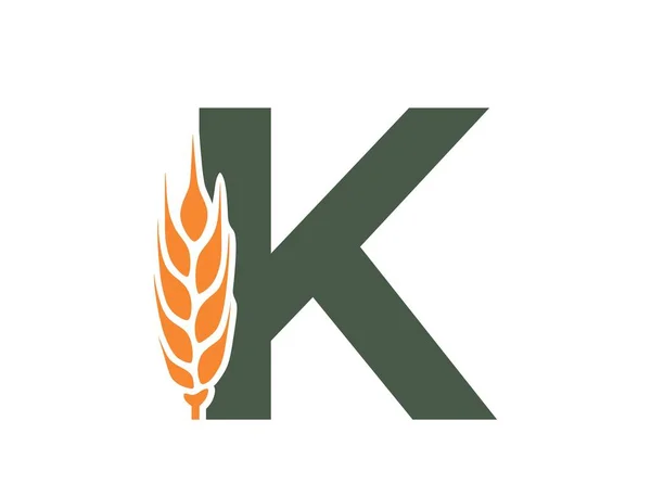 Litera Uchem Pszenicy Kreatywne Zbiory Alfabetu Logotypu Rolnictwo Uprawy Zbóż — Wektor stockowy