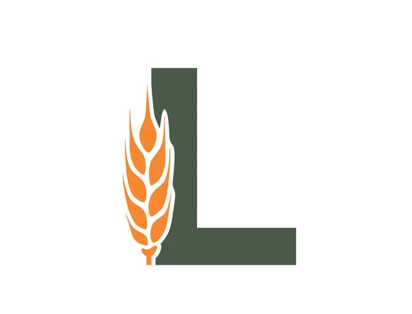 Litera Uchem Pszenicy Kreatywne Zbiory Logotyp Alfabetu Żywności Ekologicznej Rolnictwo — Wektor stockowy