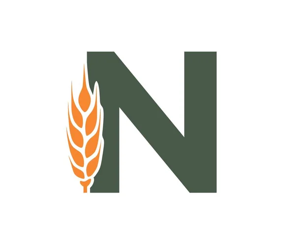 Letter Met Tarweoor Logo Van Het Oogstalfabet Graan Landbouw Landbouw — Stockvector