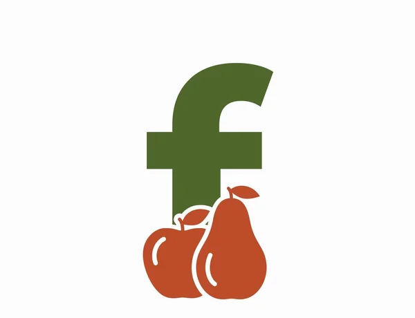 Armut Elmalı Küçük Harfi Meyve Organik Gıda Logosu Hasat Bahçe — Stok Vektör