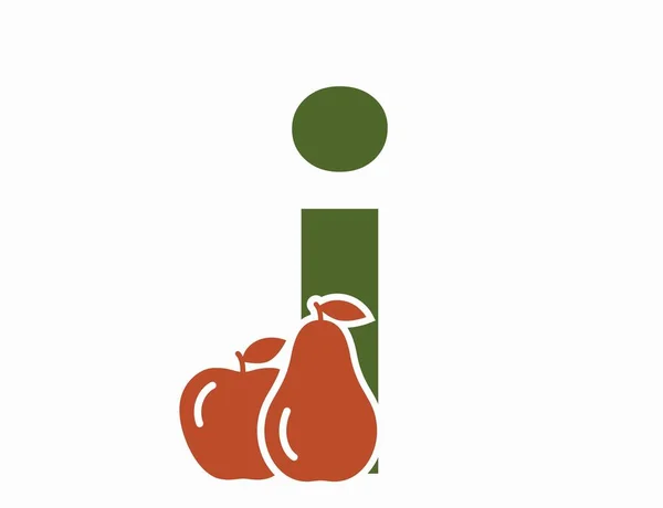 Küçük Harf Armut Elma Ile Meyve Organik Gıda Logosu Hasat — Stok Vektör