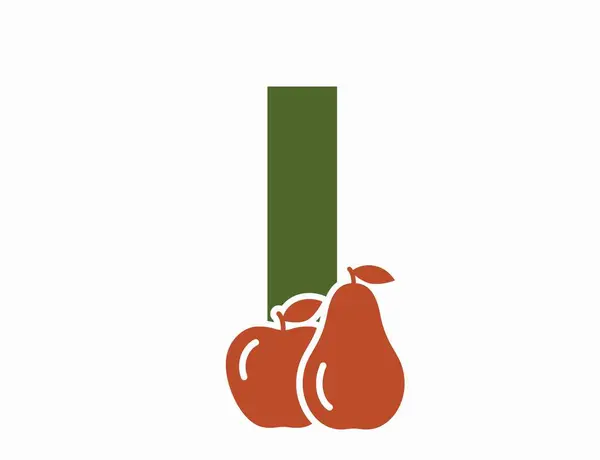 Строчная Буква Грушей Яблоком Логотип Креативных Фруктов Органических Продуктов Питания — стоковый вектор