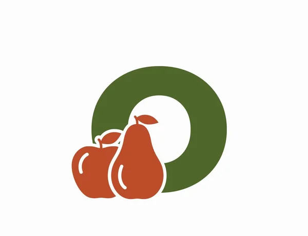 Kisbetű Almával Körtével Kreatív Gyümölcs Ábécé Logó Betakarítási Kertészeti Tervezés — Stock Vector