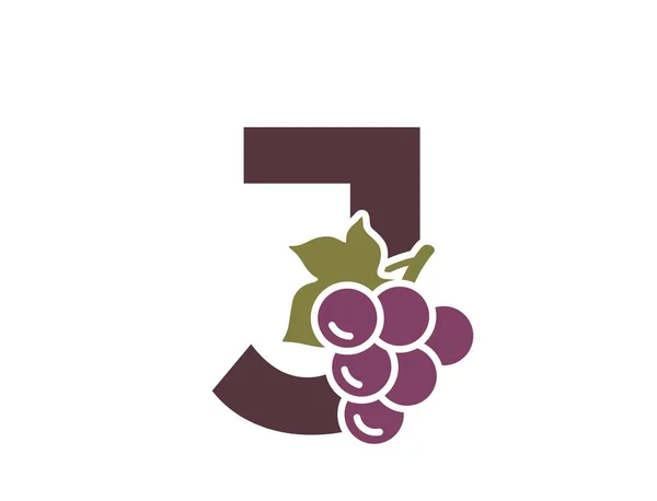 Letter Grapes Fruit Organic Food Alphabet Logotype Symbol Gardening Winemaking — Stock Vector