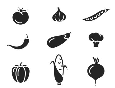 Sebze ikonu. hasat, tarım ve organik gıda sembolleri. izole vektör resmi