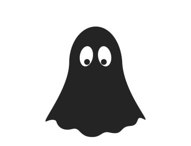 Hayalet ikonu. Cadılar Bayramı ve sihirli sembol. basit biçimdeki izole vektör resmi