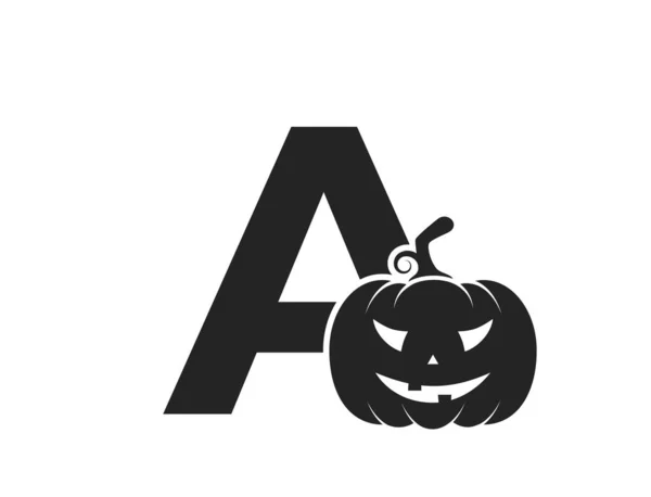 Letter Met Jack Lantaarn Halloween Alfabet Logo Pompoen Gezicht Geïsoleerde — Stockvector