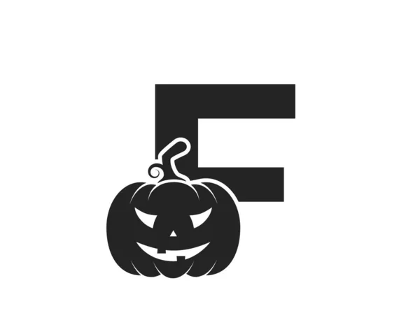 Letra Con Jack Linterna Logotipo Del Alfabeto Halloween Otoño Cara — Vector de stock