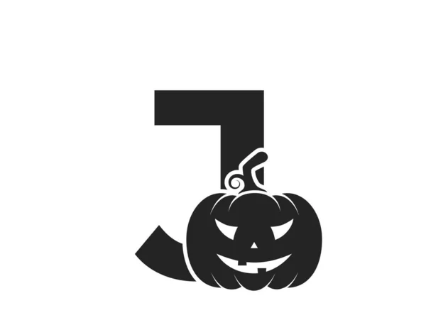 Letra Con Jack Linterna Símbolo Del Logotipo Del Alfabeto Halloween — Vector de stock