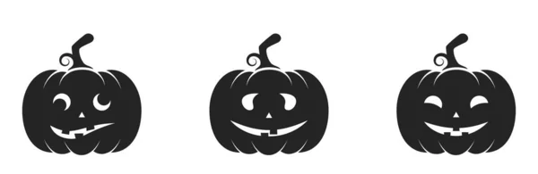 Drôles Icônes Citrouille Halloween Symboles Automne Pour Conception Web Images — Image vectorielle