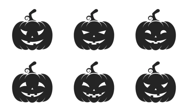 Sonrisa Halloween Conjunto Iconos Calabaza Símbolos Otoño Para Diseño Web — Vector de stock