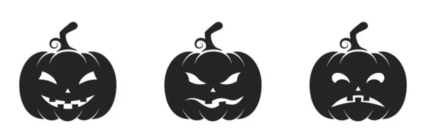 Пугающие Иконы Тыквы Хэллоуин Осенние Символы Изолированные Векторные Изображения Простом Лицензионные Стоковые Векторы