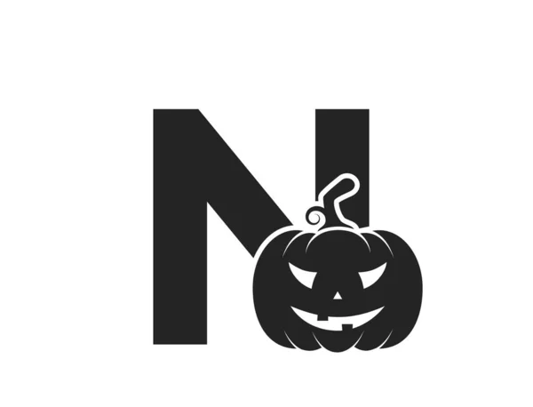 Letra Con Jack Linterna Logotipo Del Alfabeto Halloween Cara Calabaza — Vector de stock
