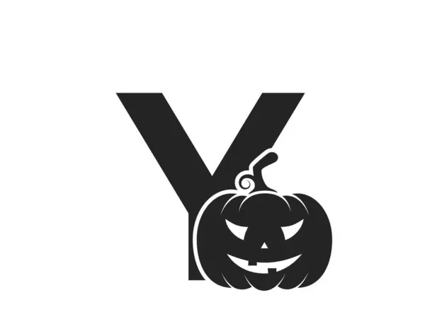 Letra Con Jack Linterna Logotipo Creativo Del Alfabeto Halloween Otoño — Vector de stock