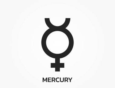 Cıva astroloji sembolü. Zodiac, astronomi ve burç işareti. basit biçimdeki izole vektör resmi