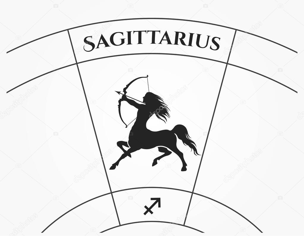 Sagittarius zodiac sign. astrological and horoscope symbol. isolated vector image in simple style
