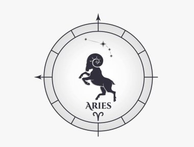 Koç burcu ve takımyıldızı var. Astroloji ve burç sembolü. izole vektör resmi