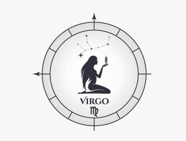 Başak burcu ve takımyıldızı. Astroloji ve burç sembolü. izole vektör resmi