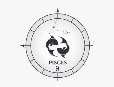 Balık burcu burcu ve takımyıldızı. Astroloji ve burç sembolü. izole vektör resmi