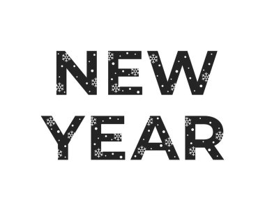 Kar taneleri ve karla kaplı yeni yıl mektupları. Kış tasarımı için metin elemanı. izole vektör resmi