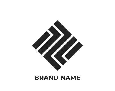 Eşkenar dörtgen logo tasarımı. marka adı ve geometrik sembol. basit biçimdeki vektör resmi