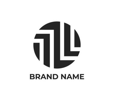 Zig zag çizgisi logosu olan daire. Geometrik sembol ve marka adı. basit biçimdeki vektör resmi