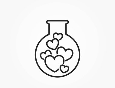 Kalp çizgisi ikonlu matara. Romantik ve aşk sembolü. Sevgililer Günü Tasarımı için vektör çizimi