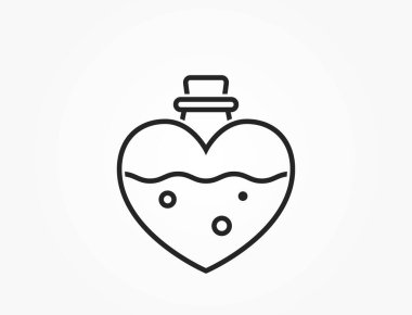 Parfüm çizgisi ikonu. kalp ve romantik sembol. Sevgililer Günü tasarımı için vektör ögesi