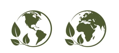 eco world icons. western and eastern hemispheres of the earth. isolated vector images in simple style clipart