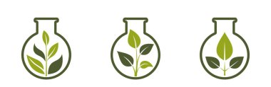 yeşil filiz ikon seti. Çevre dostu, organik ve botanik semboller. Düz dizayndaki izole vektör resimleri