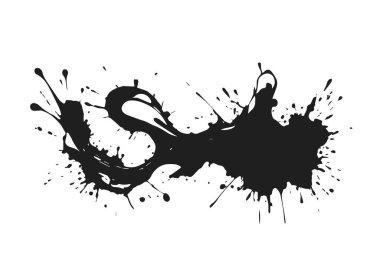 Siyah mürekkep lekesi. Grunge boya dokusu. Basit bir şekilde izole edilmiş vektör resmi