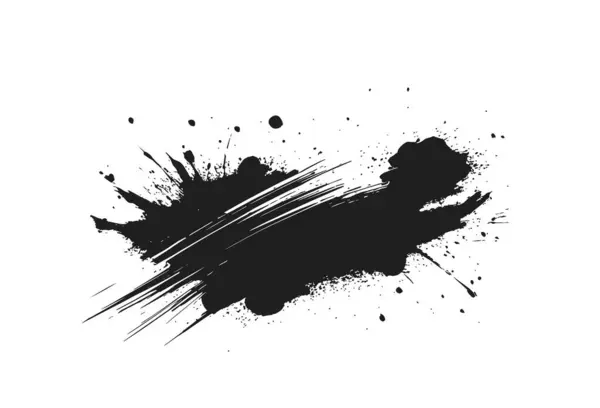 Mürekkep lekesi. Siyah grunge fırça darbesi dokusu. İzole vektör grafik tasarım ögesi