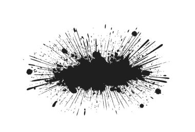 Sıçrayan siyah mürekkep lekesi. Grunge boya dokusu. Basit bir şekilde izole edilmiş vektör resmi