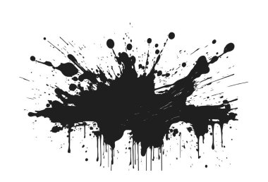 Sıçrayan ve damlayan mürekkeple lekelenmiş. Siyah grunge dokusu. Basit bir şekilde izole edilmiş vektör resmi