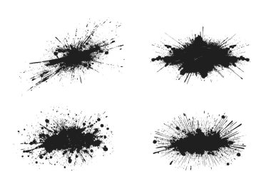 Siyah lekeler. Grunge boya dokuları. Grafik tasarımı için izole vektör resimleri