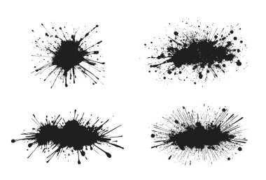 Siyah mürekkep lekeleri. Grunge boya dokuları. Grafik tasarımı için izole vektör resimleri