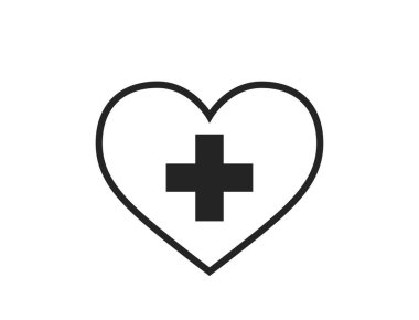 Tıbbi ve sağlık ikonu. Kalbi küt küt. Terapi ve tedavi sembolleri. Basit bir şekilde izole edilmiş vektör resmi