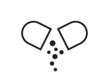 Kapsül hapı ikonunu aç. İlaç ve eczacılık sembolü. izole vektör tıbbi resim