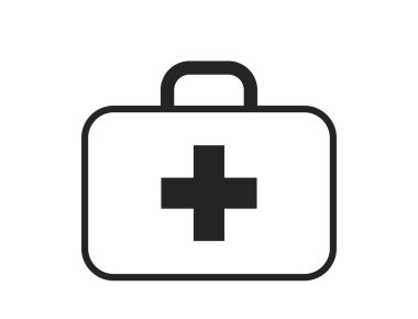 Tıbbi vaka hattı ikonu. İlk yardım çantası sembolü. Sağlık ve tıbbi sembol. basit biçimdeki izole vektör resmi